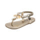 Rui Menghua girls' sandals new fashion Korean style little princess flip-flops for children and girls summer princess shoes for baby middle and large children gold 33 shoe inner length 20.5cm