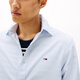 TOMMY JEANS [Oxford Spinning] 25 new spring and summer men and women texture stripes Asian version long-sleeved shirt/pure cotton solid color shirt Blue C3Q L