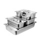 Stainless steel serving basin buffet stove plate Buffy stove inner pot buffet basin with lid 304 square food plate 1/2 stainless steel punched 6.5CM <thickened>