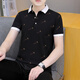 AEXMERE夏季男士短袖翻领polo衫高端潮流有领子半袖青年T恤 黑色 QY679 M 100-120斤
