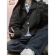 
7 high-quality work jackets for men and women in spring and autumn new American retro casual loose solid color men and women's flight jacket top SSQ-684 black 2XL