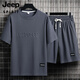 Jeep Spirit Summer Summer Summer Camiseta de manga corta para adolescentes SET SELLA DE ICLO DEL ICLO DE DOS PIEZAS SET DE SPORT SPORT SPORTSWEABLE CINTO POSTOS SET-TZ829 Green militar [superior + pantalones] M recomendado 90-110Jin [Jin equivale a 0.5 kg]