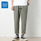 
JEANSWEST casual pants for men's spring and summer thin new loose nine-point straight harem pants versatile work nine-point trousers FR-9904 deep khaki XL