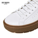 DEEP BREATH Deep Breath Women's Shoes, versatile cowhide shoes, gold-plated logo, lace-up casual shoes, AX12121 white 37