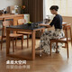 Mesa de comedor de piedra maciza de madera de madera Genji Mesa de comedor de madera de cereza Simple Restaurante Mesa de comedor rectangular Combinación de piedra negra pura (1804*854*750 mm)