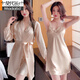 Modal ice silk pajamas for women in summer thin sexy suspender nightgown nightgown two-piece set high-end spring and autumn home clothing set SYG12052 lace two-piece set maroon XL [height 165-170,110-135Jin [Jin equals 0.5 kg]]