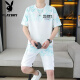 花花公子（PLAYBOY）2025夏季新款短袖套装男士青年百搭短裤休闲运动两件套渐变色男装 6187蓝色 XL