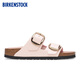 BIRKENSTOCK勃肯德国进口新品大扣女款牛皮革漆皮Arizona双扣拖鞋 浅粉色窄版1029392 36