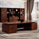 Hanjitang Yuxin Chinese style mid-century style office desk boss table ebony wood leather surface president chairman office furniture executive desk 2.0 meters boss table