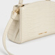 CHARLES/KEITH crocodile pattern Kelly bag handheld crossbody wedding bag women's bag birthday gift CK2-50270880-1 Ivory ivory S