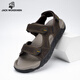 JACK WOKEKNSN Wolf Claw Cloud Sandals Men's 2025 New Summer Outerwear Anti-Slip Dad Sandals Men's Thick-soled Genuine Leather Wading Sand Dark Gray Counter Genuine 43