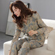 
Kuaishen pajamas for women pure cotton long-sleeved autumn cardigan large size loose middle-aged mothers can wear floral home clothes outside in spring and autumn 9215 M [150-160CM/90-110Jin [Jin equals 0.5 kg]]