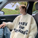 Shelley Jones' new round neck sweater for autumn and winter, men's trendy loose inner sweater for men's sweater for young men's pullover, handsome sweater milky white XL [Recommended 120-140Jin [Jin equals 0.5 kg]]