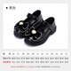 Fuluo Mi Girls' Leather Shoes Spring and Autumn New Rhinestone Bow Black Performance Shoes Soft Sole Princess Shoes Black 35