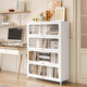 Yulixing household steel bookcase storage rack floor-standing living room iron-art flip door dustproof multi-layer storage cabinet rack children's bookshelf arc elegant white 5 door-1695*500*350mm