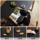 Mesa de comedor de piedra maciza de madera de madera Genji Mesa de comedor de madera de cereza Simple Restaurante Mesa de comedor rectangular Combinación de piedra negra pura (1804*854*750 mm)