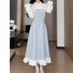 Emai Matsumoto fungus fake two-piece knitted dress for women spring new inner bottoming long skirt spring mourning long dress M 95-105Jin Jin is equal to 0.5 kg