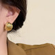 Metal pleated earrings for women, niche design, irregular earrings, 2024 new trendy simple earrings, golden irregular pleated earrings, one pair