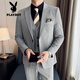 Playboy (Playboy) Casual und gutaussehender Anzug Herrenanzug mit Street Slim Fit großer Bräutigamanzug Herren Hochzeitskleid Britisch-Stil zweiteiler hellgrauer XL