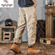 Woodpecker (TUCANO) work pants for men spring and summer new multi-pocket labor-saving foot pants loose large size wear-resistant fashion brand casual long pants for men 2-pair [black + khaki] XL 120-135Jin [Jin equals 0.5 kg]