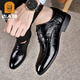 Elderly scalp shoes men's 2025 spring new genuine leather formal shoes business casual shoes comfortable workplace lace-up wedding leather shoes black 41