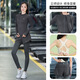 Duofanlian Duofanlian running sports suit for women 2025 autumn and winter outdoor fitness top long-sleeved Pilates casual black three-piece suit (black) M