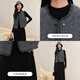 Fragment (dribs&drabs) Fragment suit for women 2024 winter new style tweed small fragrant jacket A-line knitted skirt with a complete set dark gray L