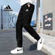 
Adidas men's sports suit fitness casual fashion stand-up collar jacket loose trousers H46101+GK9226/black three strips on the side of the jacket S