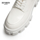 DEEP BREATH Deep Breath Women's Shoes Cowhide Thick Sole Low Top Strap Gentleman Single Shoes Women's AX13066 White 37