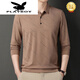 Playboy (PLAYBOY) middle-aged and elderly men's long-sleeved Polo shirt top 2024 spring and autumn striped print business casual men 826-Naru Qing XL 115 suggestions 130-145Jin [Jin equals 0.5 kg]