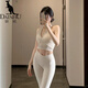Kangaroo (DAISHU) light luxury yoga clothing set for women 2025 new high-end summer fitness clothes Pilates training clothes tops and vests two-piece set apricot white top + apricot white pants M (98-108Jin Jin equals 0.5 kg)