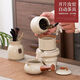 Ru kiln tea set set household stone grinding teapot ceramic kung fu tea cup lazy semi-automatic tea making artifact complete set beige automatic tea making machine + fair cup