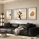 Huaixue modern light luxury living room decoration painting triptych painting high-end sense stone to operate sofa background wall hanging painting atmospheric wall painting T12358 left and right 70*90 middle 120*90 crystal porcelain aluminum alloy black frame