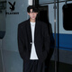 Playboy (PLAYBOY) blazer men's starry shoulder pads handsome style suit hairstylist wear engagement dress jacket black 4XL
