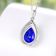 Shien's new product 925 sterling silver sapphire inlaid with drop-shaped pendant 18K gold plated tanzanite color gemstone clavicle necklace for women single pendant (not equipped with chain)