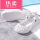 
Yaoxin sandals for women plastic hollow summer new style hole shoes flat nurse shoes wedge women's shoes soft sole white shoes 6627 black shot one size 36