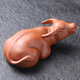 Fat Donglai's same tea pet, purple clay buffalo ornaments, cow turns to heaven and earth tea, zodiac cow, exquisite tea table, treasure ceramics, purple clay buffalo (red)