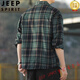 
JEEP SPIRIT American retro plaid long-sleeved shirt for men and women spring and autumn 2025 new loose Korean work shirt jacket trend K12108 white XL