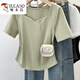 
Woodpecker Large Size Women's Fat mm Summer New Style 2025 Square Collar Irregular Short Sleeve T-shirt Fashion Shoulder Design Top White 13701 3XL Recommended 160-175Jin [Jin equals 0.5 kg]