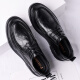 Zapatos de cuero portuleso para hombres de negocios británicos para hombres zapatos informales de negocios bajo zapatos de boda de la suela gruesa baja 9929 Negro 40