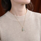 Chihuan 18K gold buckle Hetian sapphire pendant Fuhelu retro personality Xiangyun gourd women's clavicle necklace free silver chain 18K gold inlaid Hetian jade gourd necklace