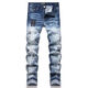 Fadenjue Emil Slim Fit Herren-Jeansbrief Ripped Sticky Leder Patch Slim Fit [hohe Qualität] M724 L 105-125jin [Jin entspricht 0,5 kg]