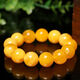 Shuque natural chicken fat yellow beeswax bracelet, men's and women's old honey amber bead bracelet, rough stone for men and women, selected 20mm (with certificate)
