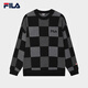 FILA official couple knitted sweater 2025 spring fashion casual loose plaid pullover sweater