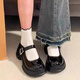 ACLNX粗跟玛丽珍女鞋25春夏新款小皮鞋日系jk配裙子百搭乐福鞋厚底单鞋 黑色 37 (235mm)