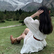 
Jincheng French white long-sleeved dress for women early spring 2025 new small Northwest Xinjiang travel and vacation skirt white S547W M [45/55kg]