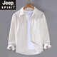 JEEP SPIRIT春夏灯芯绒衬衫男长袖纯棉宽松薄款日系条绒高级感白休闲衬衣外套 姜黄色【9716】 3XL