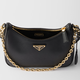 PRADA/Prada Gift Women's Saffiano Leather Mini Hobo Handbag Underarm Bag Women's Bag Black-New Style
