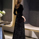 Wutuo black dress female high-end light luxury dinner party temperament niche sequin command dinner host black S