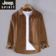 JEEP SPIRIT春夏灯芯绒衬衫男长袖纯棉宽松薄款日系条绒高级感白休闲衬衣外套 姜黄色【9716】 3XL